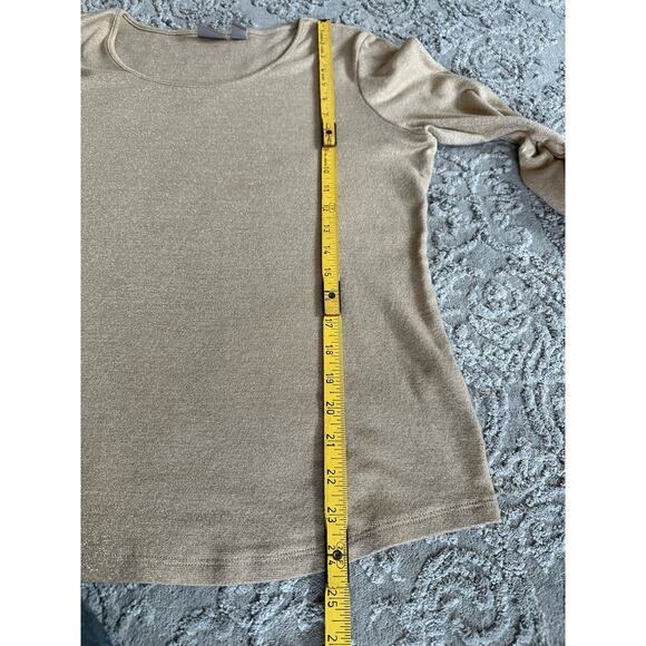 Chico's Gold Metallic Lightweight Sweater Sz. 2/Large - Picture 6 of 7